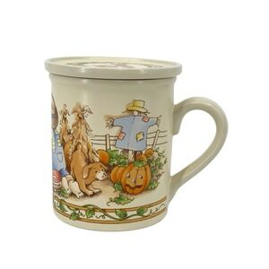 Country Kids "Sharing Is Fun" #4 Fall Halloween Coffee Mug Coaster Watkins 1990